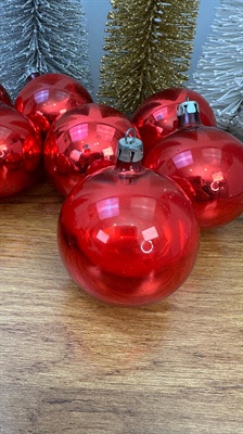 10 Vintage Mercury Glass Ornaments - Handblown Glass Ornaments -Red Glass Christmas- Made in Poland view 5