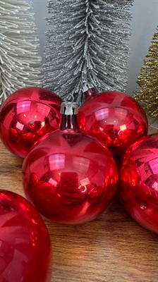 10 Vintage Mercury Glass Ornaments - Handblown Glass Ornaments -Red Glass Christmas- Made in Poland view 6