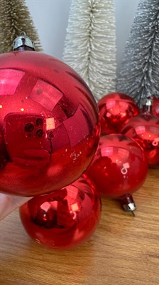 10 Vintage Mercury Glass Ornaments - Handblown Glass Ornaments -Red Glass Christmas- Made in Poland view 7