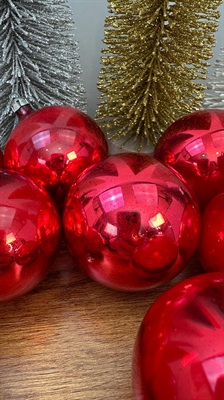 10 Vintage Mercury Glass Ornaments - Handblown Glass Ornaments -Red Glass Christmas- Made in Poland view 8