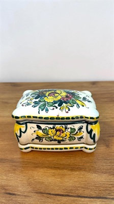 Vintage Jewelry Trinket Box | Portuguese Keepsake Box | Hand Painted Signed Made in Portugal