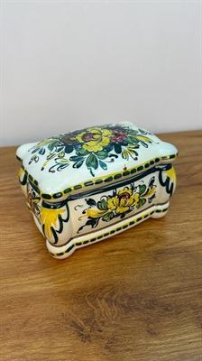 Vintage Jewelry Trinket Box | Portuguese Keepsake Box | Hand Painted Signed Made in Portugal view 3