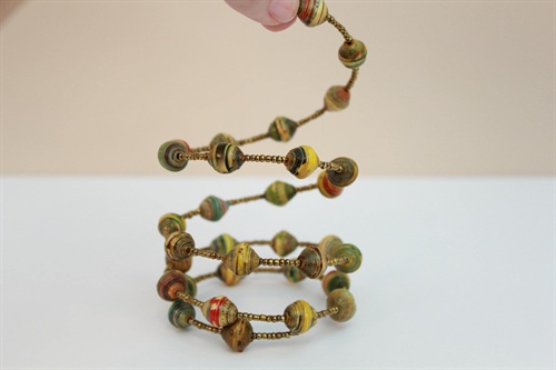 Vintage Wrap Bracelet - Wire Wrap Stacked Bracelet Boho Chic- Handcrafted Rolled Paper Beads view 7