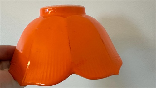 Vintage Orange Ceramic Lotus Bowls - Set of 2 Mid Century Modern Rice Bowls view 9