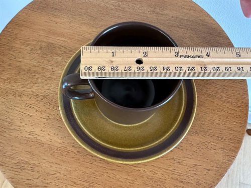 Vintage MCM Stoneware Coffee Cups and Saucers | Brown and Golden | Made in Japan SET OF 3 view 5