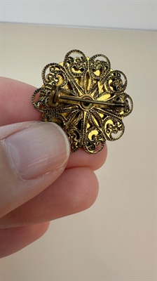 Vintage Brooch Art Deco Confetti Lucite | Mid Century Gold Tone Pin |  1950's Brooch view 7