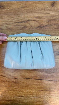 Vintage Clutch Purse -Grey Faux Leather Purse Convertible Gold Chain Strap- Evening Bag view 8