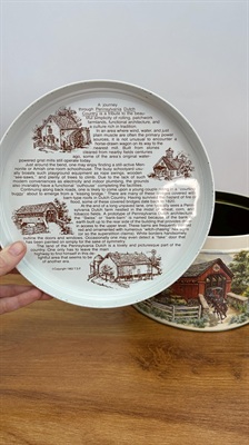 Vintage 1983 Tom Sturgis Pretzels Pennsylvania Dutch Collector's Tin 8.25" view 8