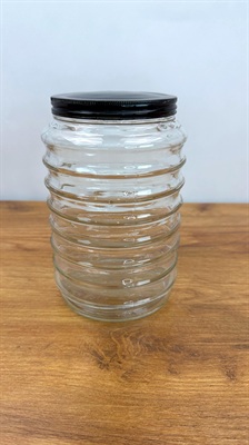Vintage Sellers Hoosier Beehive Glass Canister - Depression Glass Jar Ribbed view 1