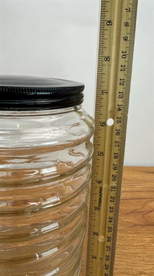 Vintage Sellers Hoosier Beehive Glass Canister - Depression Glass Jar Ribbed view 10