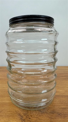 Vintage Sellers Hoosier Beehive Glass Canister - Depression Glass Jar Ribbed view 2