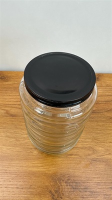 Vintage Sellers Hoosier Beehive Glass Canister - Depression Glass Jar Ribbed view 6