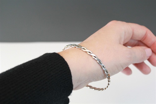 Vintage Sterling Silver Braided Twist Bangle Bracelet-  925 view 2