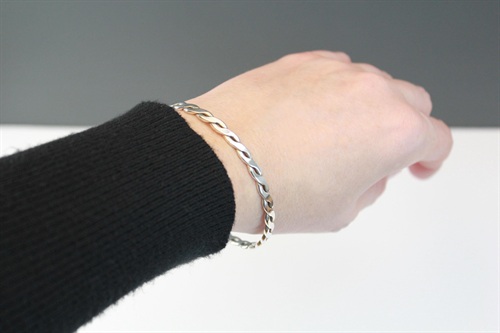 Vintage Sterling Silver Braided Twist Bangle Bracelet-  925 view 3