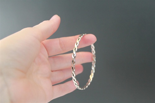 Vintage Sterling Silver Braided Twist Bangle Bracelet-  925 view 4