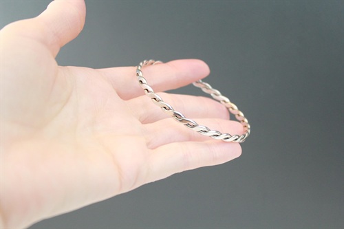 Vintage Sterling Silver Braided Twist Bangle Bracelet-  925 view 5