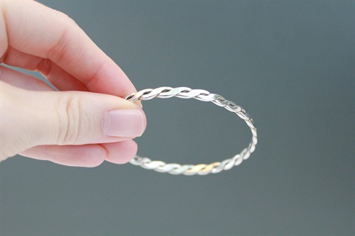 Vintage Sterling Silver Braided Twist Bangle Bracelet-  925 view 6
