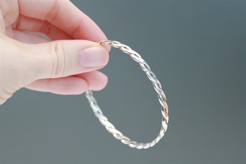 Vintage Sterling Silver Braided Twist Bangle Bracelet-  925 view 7