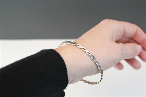 Vintage Sterling Silver Braided Twist Bangle Bracelet-  925 view 3