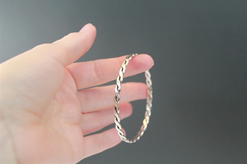 Vintage Sterling Silver Braided Twist Bangle Bracelet-  925 view 4