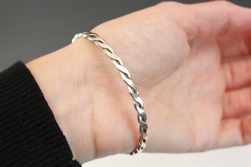 Vintage Sterling Silver Braided Twist Bangle Bracelet-  925 view 5