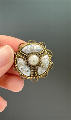 Vintage MCM Brooch | Confetti Lucite | Mid Century Gold Tone |  1950's Brooch view 1