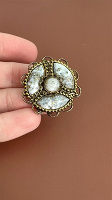 Vintage MCM Brooch | Confetti Lucite | Mid Century Gold Tone |  1950's Brooch view 3