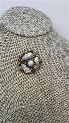 Vintage MCM Brooch | Confetti Lucite | Mid Century Gold Tone |  1950's Brooch view 6