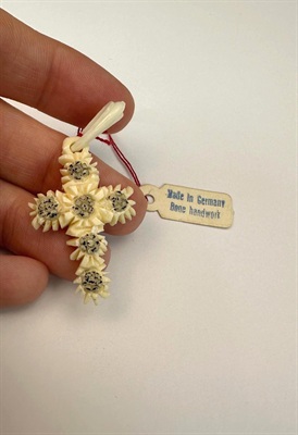 Vintage Carved Edelweiss Flower Cross Pendant | Alpine Souvenir Germany view 2