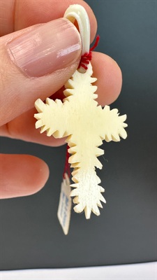 Vintage Carved Edelweiss Flower Cross Pendant | Alpine Souvenir Germany view 7