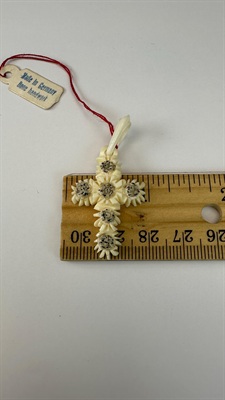 Vintage Carved Edelweiss Flower Cross Pendant | Alpine Souvenir Germany view 8