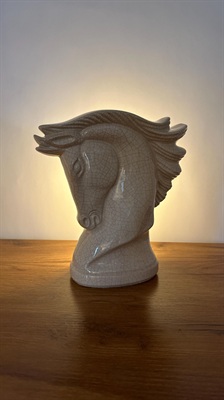 Mid Century Horse Head Bust Lamp | MCM Ceramic Horse Light | Crackled Glaze view 1