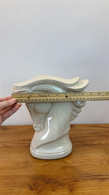 Mid Century Horse Head Bust Lamp | MCM Ceramic Horse Light | Crackled Glaze view 9