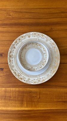 Antique Nippon Gold Embossed Tiered Serving Tray | Gold Hand- Painted Dish view 2