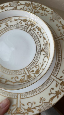 Antique Nippon Gold Embossed Tiered Serving Tray | Gold Hand- Painted Dish view 4