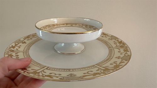 Antique Nippon Gold Embossed Tiered Serving Tray | Gold Hand- Painted Dish view 5