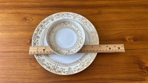 Antique Nippon Gold Embossed Tiered Serving Tray | Gold Hand- Painted Dish view 9