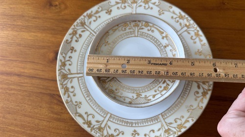 Antique Nippon Gold Embossed Tiered Serving Tray | Gold Hand- Painted Dish view 10