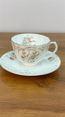 Vintage Teacup and Saucer | Demitasse Floral Teacup Embossed with Gold Accents | Rare Find view 2