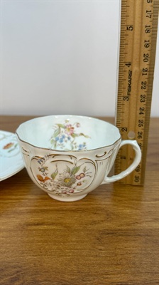 Vintage Teacup and Saucer | Demitasse Floral Teacup Embossed with Gold Accents | Rare Find view 8