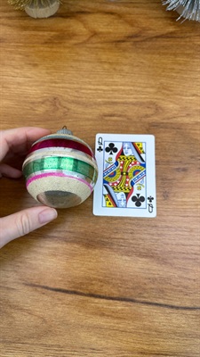 Vintage Mercury Glass Ornament- Shiny Brite Pink and Green Mica Stripes  1950's  Made in U.S.A. view 6