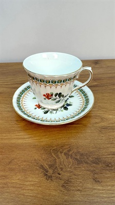Vintage Teacup and Saucer | Duchess Kingsley Fruits Ribbed and Footed Tea Cup |  English Bone China view 1