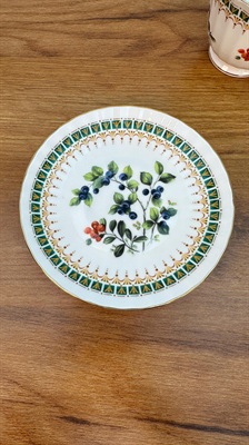 Vintage Teacup and Saucer | Duchess Kingsley Fruits Ribbed and Footed Tea Cup |  English Bone China view 3