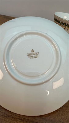 Vintage Teacup and Saucer | Duchess Kingsley Fruits Ribbed and Footed Tea Cup |  English Bone China view 4