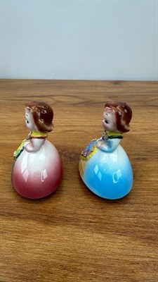 Vintage MCM Salt and Pepper Shakers Girls in Bell Dresses | Made in Japan view 3