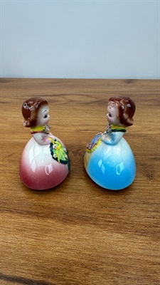 Vintage MCM Salt and Pepper Shakers Girls in Bell Dresses | Made in Japan view 5
