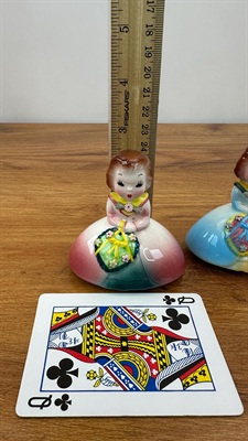 Vintage MCM Salt and Pepper Shakers Girls in Bell Dresses | Made in Japan view 7