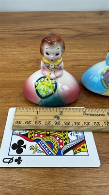 Vintage MCM Salt and Pepper Shakers Girls in Bell Dresses | Made in Japan view 8