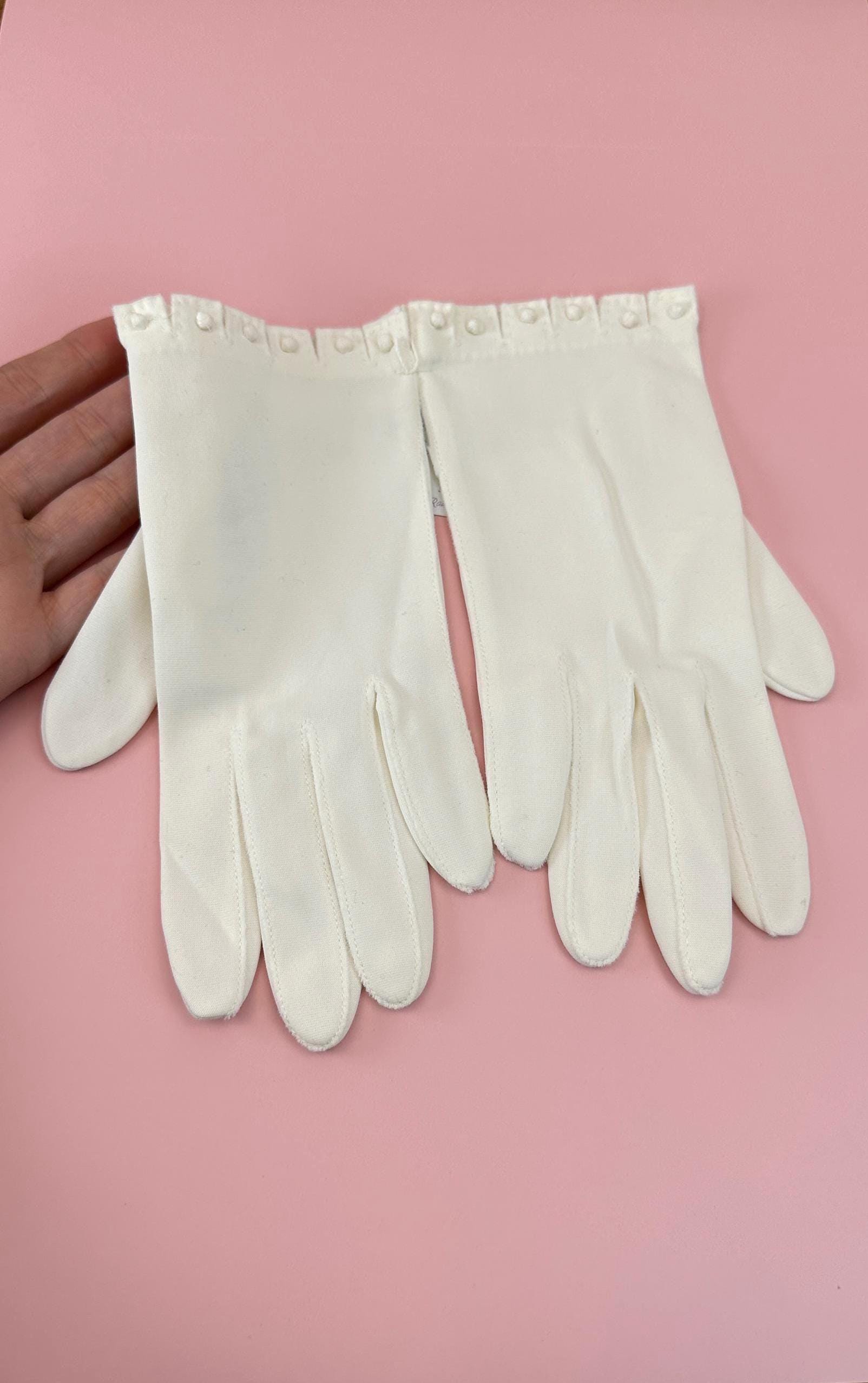 Vintage Ladies White Gloves | Nylon Womens Gloves Van Raalte-NEW