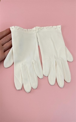 Vintage Ladies White Gloves | Nylon Womens Gloves Van Raalte-NEW view 1